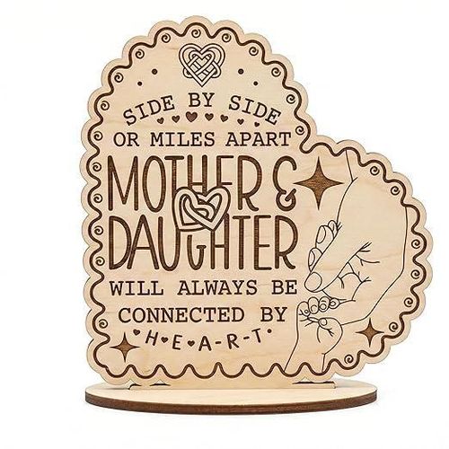 Wooden stand, the perfect Mother's Day gift - a decorative heart-shaped stand with meaningful quotes for mothers, mothers-in-law, and grandmothers. (Mother and Daughter)