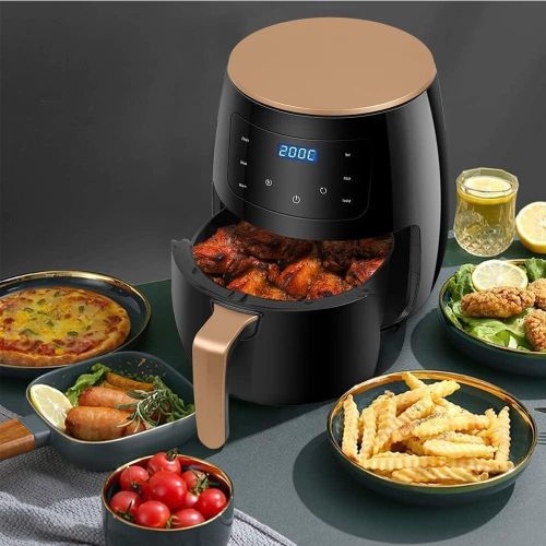 Large air fryer with digital display, 2400 watts, 6 liters, black/rose gold