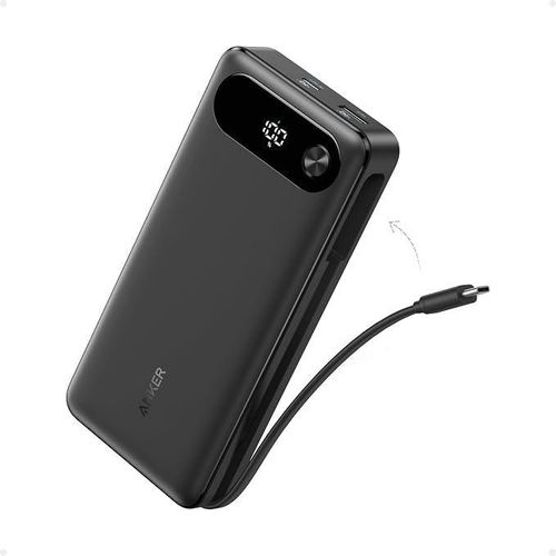 Anker- Power Bank (20K, 87W, Built-In USB-C Cable) - Black