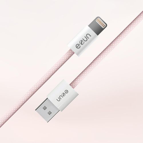 كابل شحن ونقل بيانات سريع 24A يو اس بي A إلى آيفون طول 12 متر بنفسجي متين ومرن