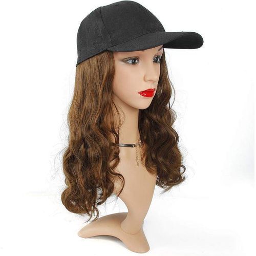 Synthetic wig with cap - long wavy brown