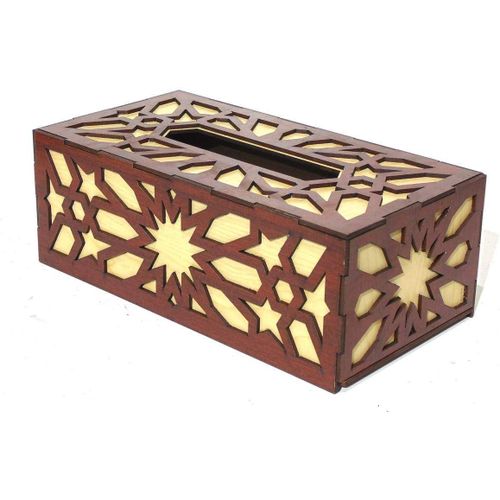 Arabesque Wooden Tissue Box (Brown/Beige)