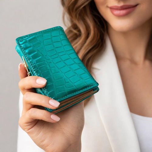 Elegant Women’s Wallet with Premium Design - Turquoise Color