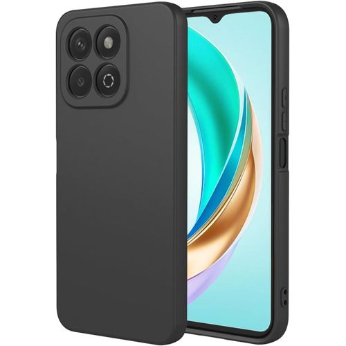 Honor X6C Shockproof Liquid Silicone Back Case with Fur Lining and Full Camera Cover (Black)