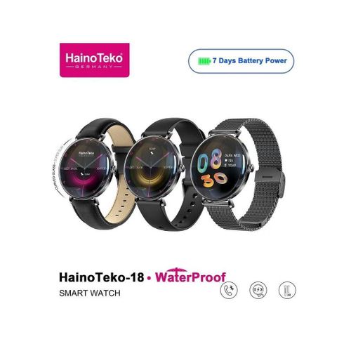 Haino Teko HainoTeko-18 Waterproof Smart Watch With Round Shape AMOLED Display BT Calling Support 3 Pair Straps and Charging Cable