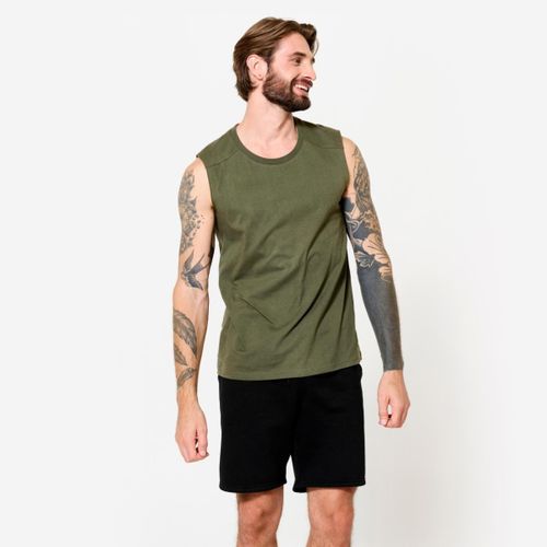 Men's Stretchy Fitness Tank Top - Khaki Green