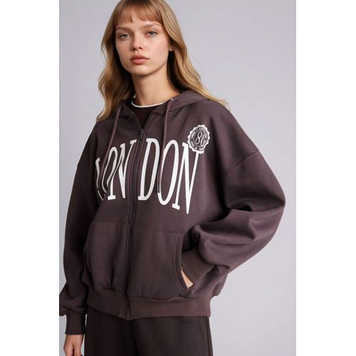 Oversize Fit Printed Thick Fabric Cardigan