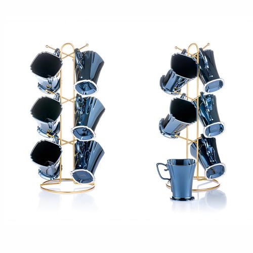 6-piece porcelain tea mug set + stand, made of high-quality materials