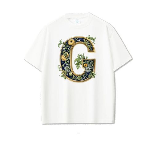 White Cotton T-shirt Letter G