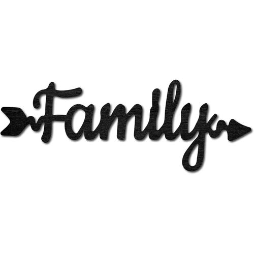 CREATCABIN Wooden Cut-Out Family Arrow Sign Laser Cut Wooden Wall Decoration Sculpture Hanging Decoration Wall Art Decoration for Home Gallery Office Front Door Black 11.9 x 4.3 Inches