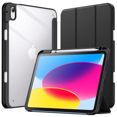 Case Compatible with iPad (A16) 11th Generation 11 Inch (2025), iPad 10th Generation 10.9 Inch (2022), Clear Shockproof Back Cover Built-in Pencil Holder, Auto Sleep/Wake - Black - A. Black