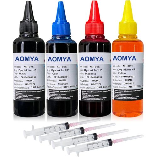 Ink Refill Kit 100ml for HP 61 60 62 63 564 920 901 902 932 933 934 940 950 951 952 94 95 96 Inkjet Printer Cartridges Refillable Ink Cartridges CIS CISS System 4 Color Set with 4 Syringes