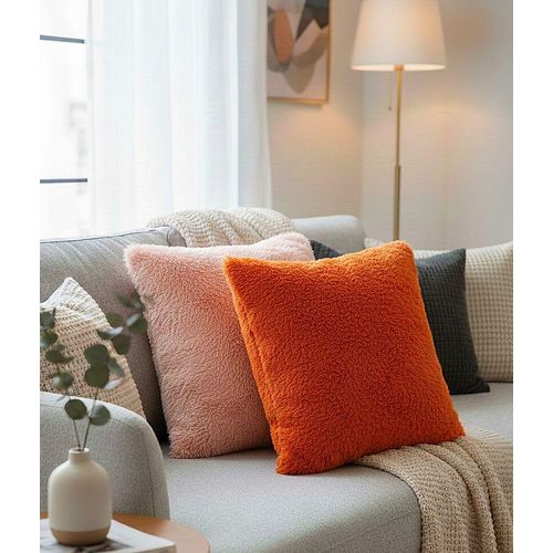 عدد 2 غطاء وسادة (خدادية) من الفرو الصناعي الناعم بتصميم عصري - ملمس مخملي فاخر للديكور والكنب