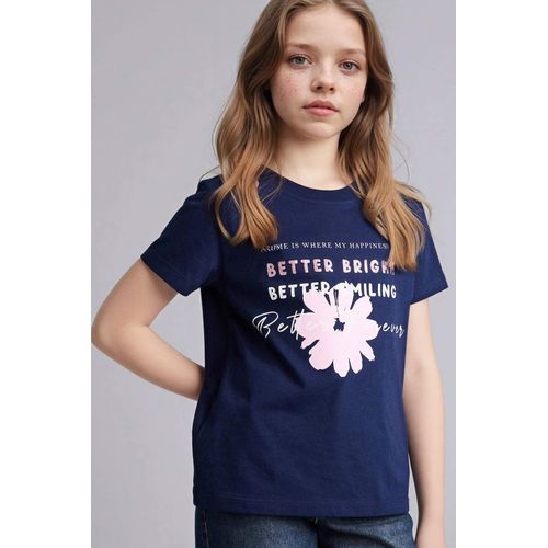Girl Regular Fit Crew Neck Slogan Print T-Shirt