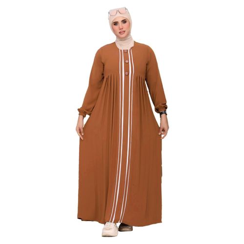 Royal Crepe 2-Piece Abaya Set – Elegant Long Kimono & Inner Dress with Waist Belt , Model 333 , Gamli