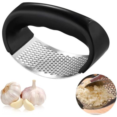 هراسة ثوم يدوية من الفولاذ المقاوم للصدأ - مقشرة وكسارة متعددة الوظائف قطاعة وكسارة وعصارة - كسارة احترافية لفرم الثوم وسحقه وتقطيعه