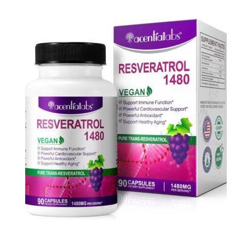 100% Natural Resveratrol 1480mg Per Serving, 90 Veggie Capsules, 99% Pure Trans-Resveratrol, Antioxidant for Healthy Aging, Brain & Heart Support
