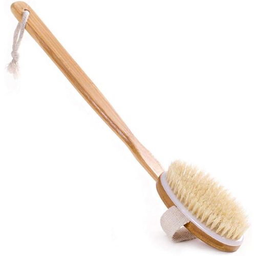 Bath Brush Long Wood Handle Reach Back Body Shower Bristle Scrubber