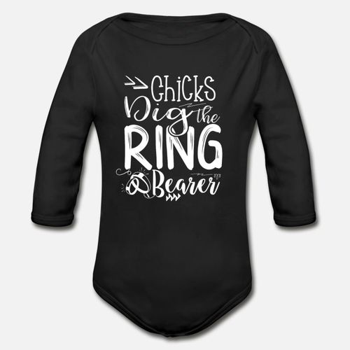 Chicks Dig The Ring Bearer Funny Ring Bearer Gif Organic Long Sleeve Baby Bodysuit