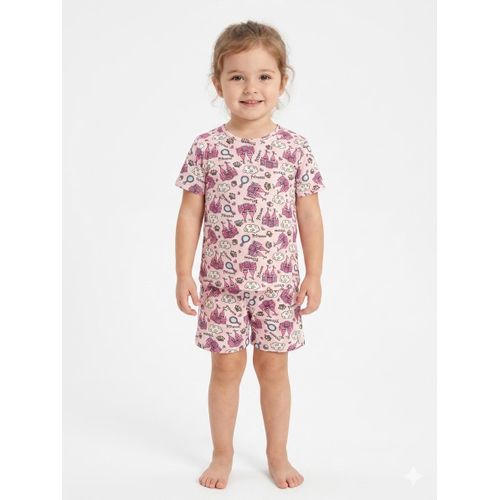 Baby Cute Pink Pyjamas with Princess castle prints