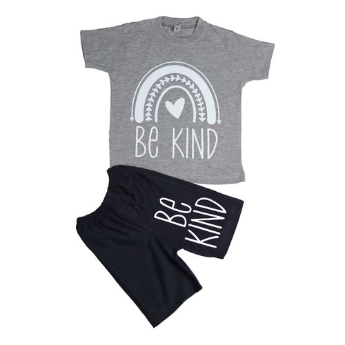 Girls Summer Cotton Pajama - Grey & Blue