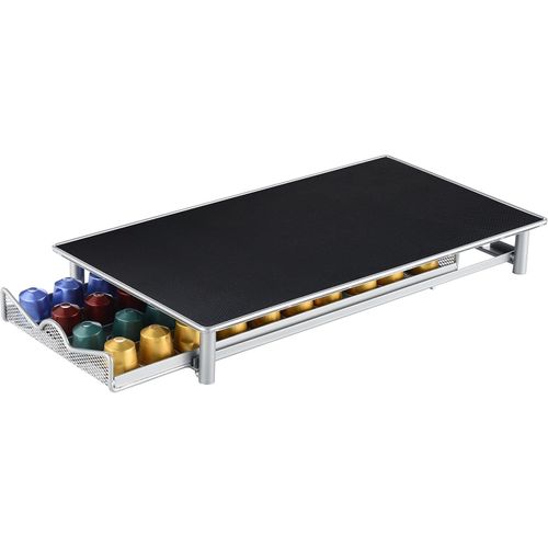 Coffee Pod Holder compatible with Nespresso - 40 Capsules Stackable Stand Grey (Silver/Grey)