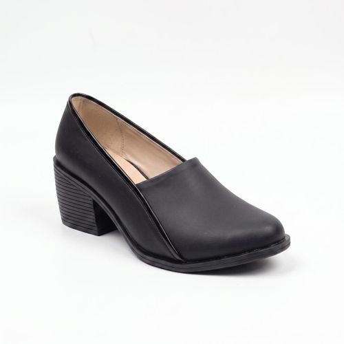 Women's classic comfortable shoe with a 5cm heel and orthopedic sole, code 6-L52-19 - Black