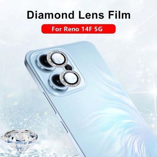 Diamond Camera Lens Protector for Oppo Reno 14F Accessories, 9H Tempered Glass Metal Individual Ring Camera Cover Screen Protector, Case Friendly, Anti Scratch -Black