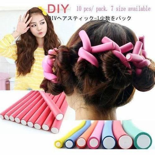 Flexible sponge hair rollers for creating beautiful multi-colored wavy hair.