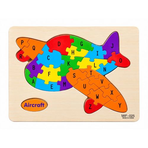 Educational wooden puzzle for children – a colorful alphabet A-Z shape set to develop intelligence, focus, and motor skills (2 pieces, assorted shapes)