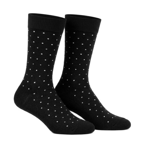 Men's Cotton Polka Dot Sock Set Consisting Of 3 Long Socks - 2732 - Black