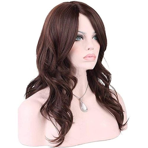 باروكة شعر صناعي ستايل مموج طويل لون بني