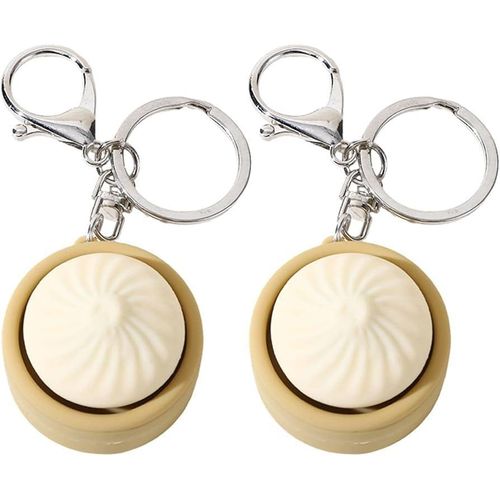Cute Steamed Bun (Dumpling) Keychain - Kawaii Bag Charm & Key Ring