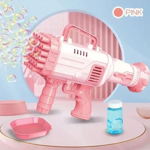 36-Hole Bubble Gun – Pink Bazooka Bubble Blaster for Kids – Indoor/Outdoor Party Toy