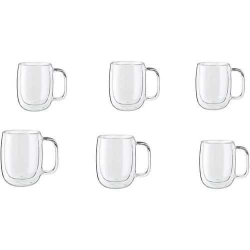 Double Wall Glass Mug, Clear, Borosilicate Glass, with Handle, for Coffee and Tea (6)