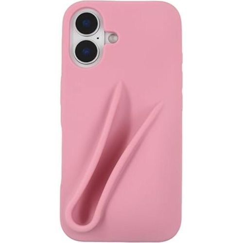 Soft-touch silicone mobile phone case for iPhone 16, simple matte design, shockproof and fingerprint-resistant cover (light pink)