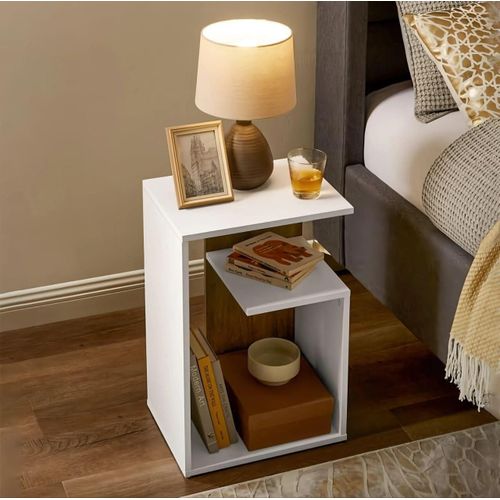 Wooden Side Table - Night Stand & End Table Organiser - Space Saver Storage Organizer - Bedside Furniture for Bedroom,Living Room,Hallway, 60x21x40 cm