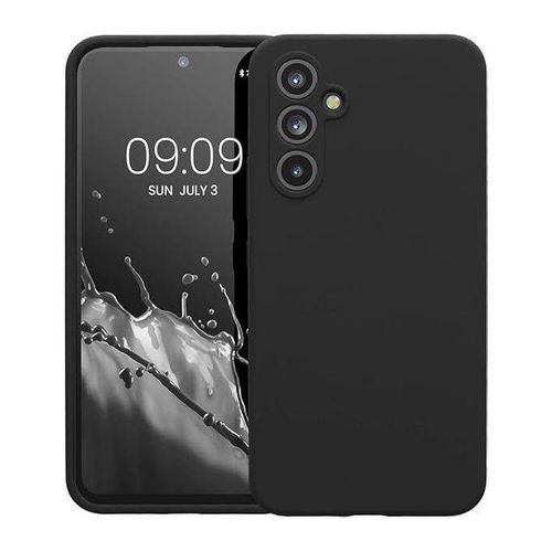 Shockproof Liquid Silicone Back Cover Case with Fur Lining and Full Camera Cover for Samsung Galaxy A15 Black