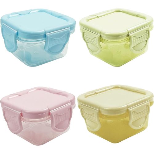 AREXOL 4 Small Leakproof Sauce Containers for Kids Lunchbox Reusable Food Jars for Ketchup Honey Snacks and Yogurt Ideal for School or Travel Use