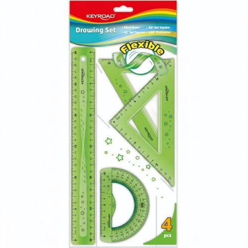 Flexible Geometry Set 30 cm Ruler 4 Pieces Green Model KR972501