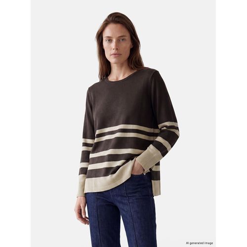 Crew Neck Striped Women's Knitwear Sweater