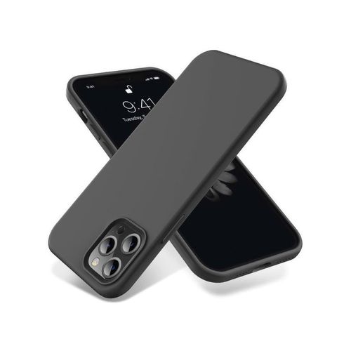 Compatible with iPhone 12 Pro Max Case 6.7 Inch Slim Liquid Silicone 4 Layers Soft Gel Rubber Shockproof Protective Phone Case with Anti Scratch Microfiber Lining (Grey)