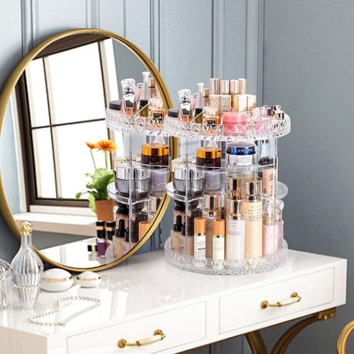 Makeup and Perfume Organizer, 7 Layers Adjustable Rotating Clear Acrylic Crystal (Large)