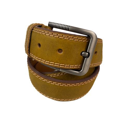 Natural Leather Belt Green 4 Cm Casual Classic