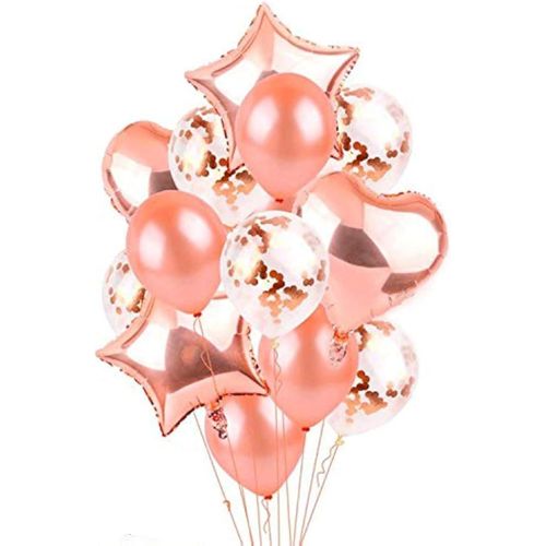 14pcs/lot 18 inch Rose Gold Star Foil Balloon Kit Love Heart Sequin Tassel Balloons Round Latex Balloon Baby Shower Wedding Birthday Festival Party Supply Xmas Gift