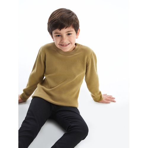 Crew Neck Printed Boy's Knit Sweater
