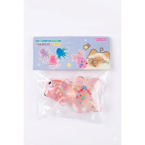 NeeDoh Goldfish Decompression Squeeze Toy, Pink Glitter