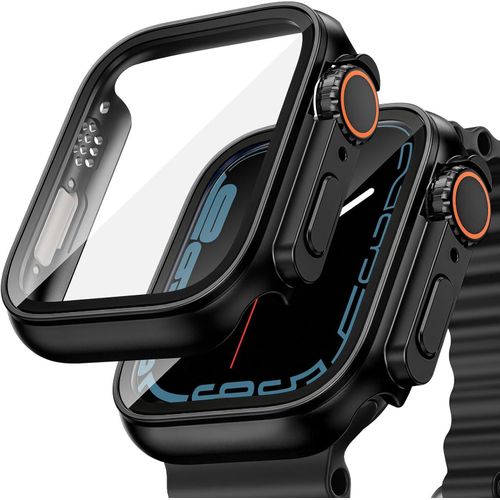 ten.tech for Apple Watch 41mm Screen Protector Case, ( Looks Like Ultra Protector Case ( Built-in Tempered Glass Screen Unique Design Case Cover for iWatch 41mm Series 9 8 7 - Black