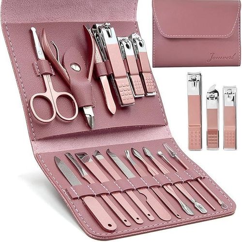Manicure Set, Professional Pedicure Kit Nail Clippers, 16 in 1 Travel Grooming Kit Nail Care Tools with Luxurious Leather Travel Case for