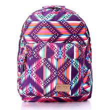 Purple Zipped Backpack With Multicolored Shapes